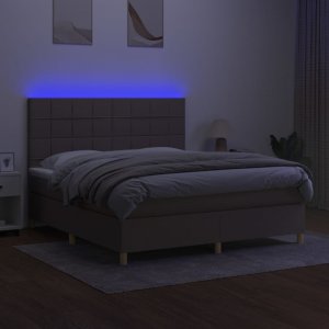 vidaXL vidaXL Łóżko kontynentalne z materacem, taupe, 160x200 cm, tkanina 4