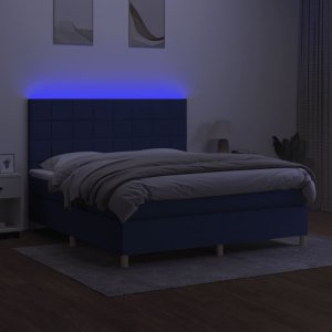 vidaXL vidaXL Łóżko kontynentalne z materacem, niebieskie 180x200 cm, tkanina 4