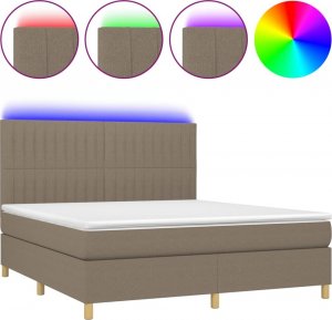 vidaXL vidaXL Łóżko kontynentalne z materacem, taupe, 160x200 cm, tkanina 2