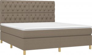 vidaXL vidaXL Łóżko kontynentalne z materacem, taupe, 160x200 cm, tkanina 3