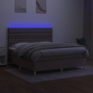 vidaXL vidaXL Łóżko kontynentalne z materacem, taupe, 160x200 cm, tkanina 4