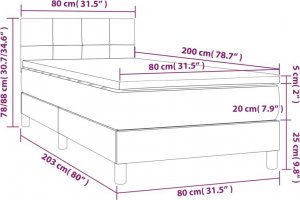 vidaXL vidaXL Łóżko kontynentalne z materacem, niebieskie, 80x200 cm, tkanina 8
