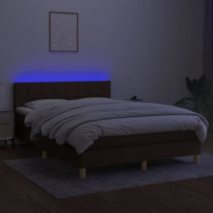 vidaXL vidaXL Łóżko kontynentalne z materacem, brązowe, 140x190 cm, tkanina 4