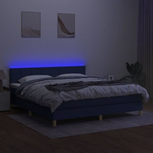 vidaXL vidaXL Łóżko kontynentalne z materacem, niebieskie 160x200 cm, tkanina 4
