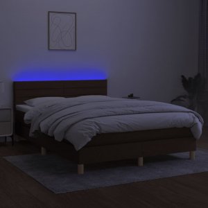 vidaXL vidaXL Łóżko kontynentalne z materacem, brązowe, 140x190 cm, tkanina 4
