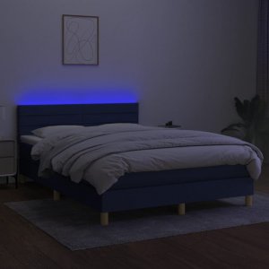 vidaXL vidaXL Łóżko kontynentalne z materacem, niebieskie 140x200 cm, tkanina 3