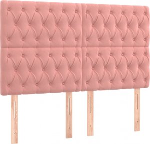 vidaXL vidaXL Łóżko kontynentalne z materacem i LED, różowy aksamit 180x200cm 7