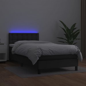 vidaXL vidaXL Łóżko kontynentalne z materacem i LED czarna ekoskóra 80x200 cm 3