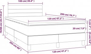 vidaXL vidaXL Łóżko kontynentalne z materacem i LED zielony aksamit 120x200cm 8