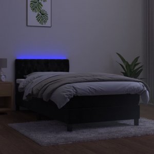 vidaXL vidaXL Łóżko kontynentalne z materacem i LED, czarny aksamit 90x200 cm 4