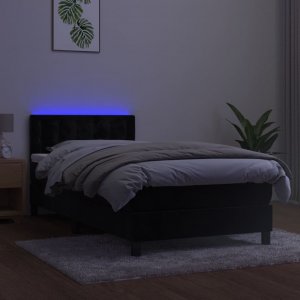 vidaXL vidaXL Łóżko kontynentalne z materacem i LED, czarny aksamit 90x200 cm 4