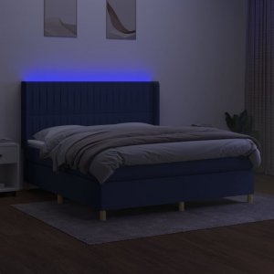 vidaXL vidaXL Łóżko kontynentalne z materacem, niebieskie 180x200 cm, tkanina 3