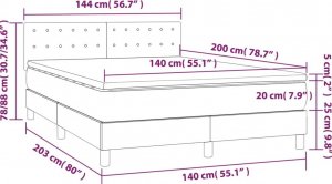vidaXL vidaXL Łóżko kontynentalne z materacem i LED zielony aksamit 140x200cm 8