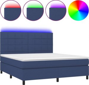 vidaXL vidaXL Łóżko kontynentalne z materacem, niebieskie 180x200 cm, tkanina 2