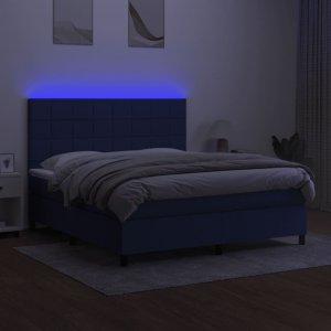 vidaXL vidaXL Łóżko kontynentalne z materacem, niebieskie 180x200 cm, tkanina 4