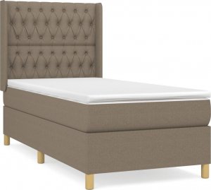 vidaXL vidaXL Łóżko kontynentalne z materacem, taupe, tkanina, 100x200 cm 2