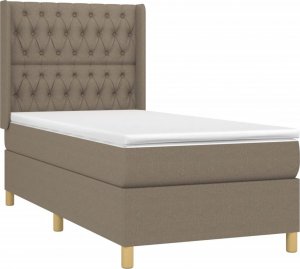 vidaXL vidaXL Łóżko kontynentalne z materacem, taupe, tkanina, 100x200 cm 3
