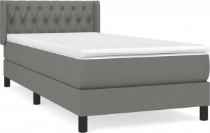 vidaXL vidaXL Łóżko kontynentalne z materacem, ciemnoszara tkanina 90x190 cm 2