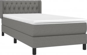 vidaXL vidaXL Łóżko kontynentalne z materacem, ciemnoszara tkanina 90x190 cm 3