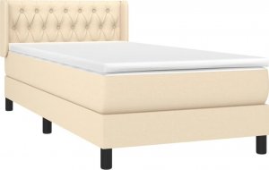 vidaXL vidaXL Łóżko kontynentalne z materacem, kremowe, tkanina, 90x190 cm 3