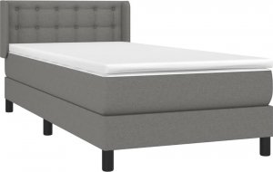 vidaXL vidaXL Łóżko kontynentalne z materacem, ciemnoszara tkanina 90x190 cm 3