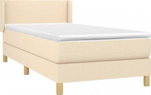 vidaXL vidaXL Łóżko kontynentalne z materacem, kremowe, tkanina, 90x190 cm 3