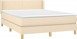 vidaXL vidaXL Łóżko kontynentalne z materacem, kremowe, tkanina, 140x190 cm 3