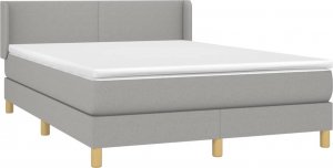 vidaXL Łóżko kontynentalne z materacem, jasnoszare 140x200 cm, tkanina 3