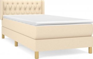 vidaXL vidaXL Łóżko kontynentalne z materacem, kremowe, tkanina, 90x190 cm 2