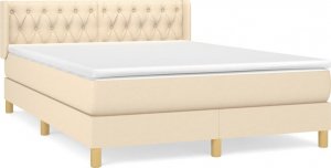 vidaXL vidaXL Łóżko kontynentalne z materacem, kremowe, tkanina, 140x190 cm 2