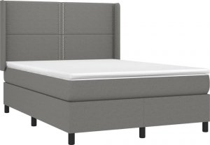 vidaXL vidaXL Łóżko kontynentalne z materacem, ciemnoszara tkanina 140x190 cm 3
