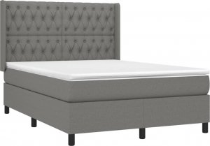 vidaXL vidaXL Łóżko kontynentalne z materacem, ciemnoszara tkanina 140x190 cm 3