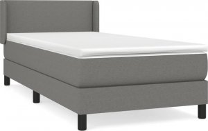 vidaXL vidaXL Łóżko kontynentalne z materacem, ciemnoszara tkanina 90x200 cm 2