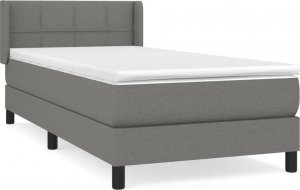 vidaXL vidaXL Łóżko kontynentalne z materacem, ciemnoszara tkanina 90x190 cm 2
