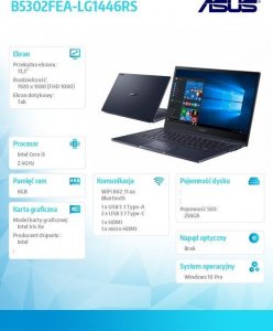 Laptop Asus Notebook B5302FEA-LG1446RS i5 1135G7 8/256/W10 PRO 8