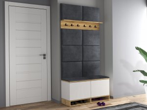 MartigoPlus Szafka buty siedzisko biała-craft KANSAS panele wieszak 2