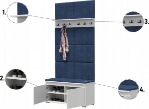 MartigoPlus Szafka na buty siedzisko wieszak panele Nevada 100 biała 12