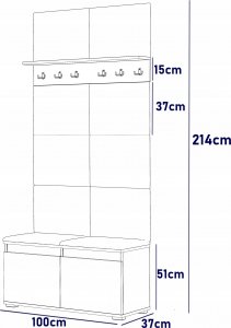 MartigoPlus Szafka na buty siedzisko wieszak panele Nevada 100 dąb craft 13