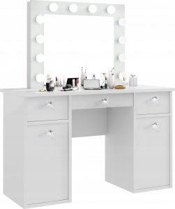 MartigoPlus Toaletka z lustrem biała led Classic Diamond 12 3