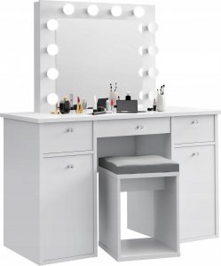 MartigoPlus Toaletka z lustrem biała led Classic Diamond 12 4