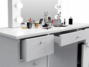 MartigoPlus Toaletka z lustrem biała led Classic Diamond 12 5