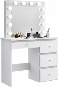 MartigoPlus Toaletka z lustrem biała kosmetyczna BETA 12 LED 3