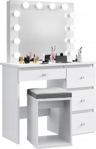 MartigoPlus Toaletka z lustrem biała kosmetyczna BETA 12 LED 4