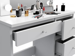 MartigoPlus Toaletka z lustrem biała kosmetyczna BETA 12 LED 5