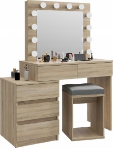 MartigoPlus Toaletka kosmetyczna z lustrem i żarówkami Adele 12 Led (T1) Sonoma 3