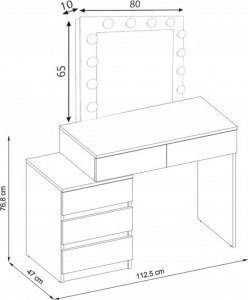 MartigoPlus Toaletka kosmetyczna z lustrem i żarówkami Adele 12 Led (T1) Sonoma 7