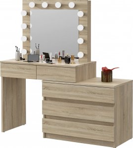 MartigoPlus Toaletka z lustrem sonoma kosmetyczna Carla 12 Led (T2) 11