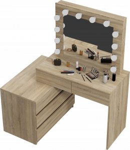 MartigoPlus Toaletka z lustrem sonoma kosmetyczna Carla 12 Led (T2) 5