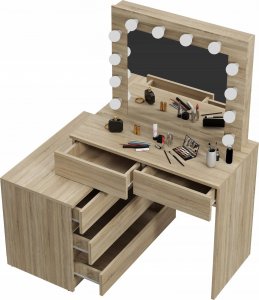 MartigoPlus Toaletka z lustrem sonoma kosmetyczna Carla 12 Led (T2) 6