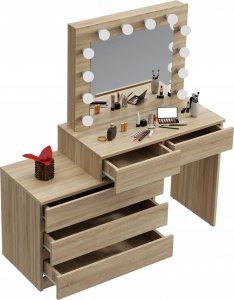 MartigoPlus Toaletka z lustrem sonoma kosmetyczna Carla 12 Led (T2) 8